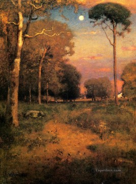 George Inness Painting - Early Moonrise Florida aka Early Morning Florida Tonalist George Inness